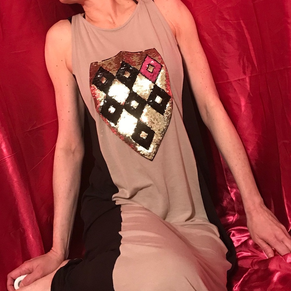 Authentic Icon sequined maxi tank dress size M